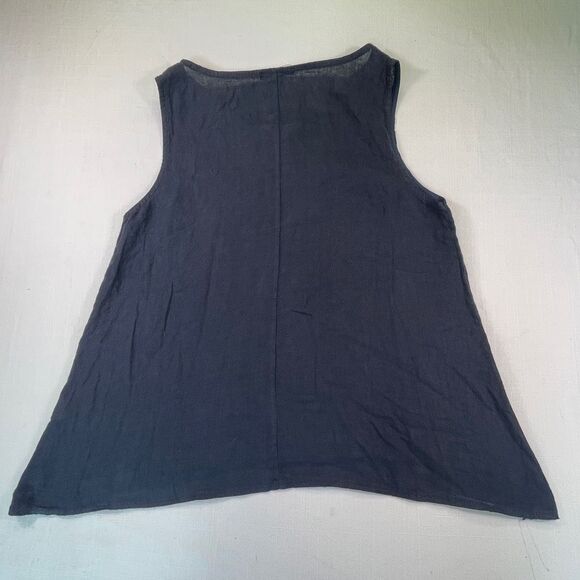 Collette Blue Relaxed Linen V-Neck Pullover Sleeveless Blouse Top Size Large - Picture 5 of 8